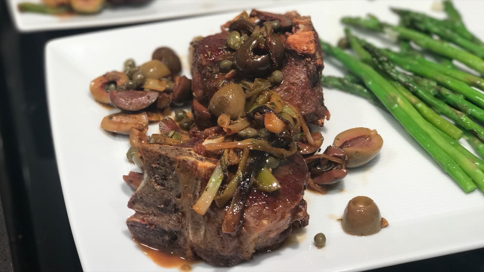 Lamb Chops with Olives, Capers, and Onions