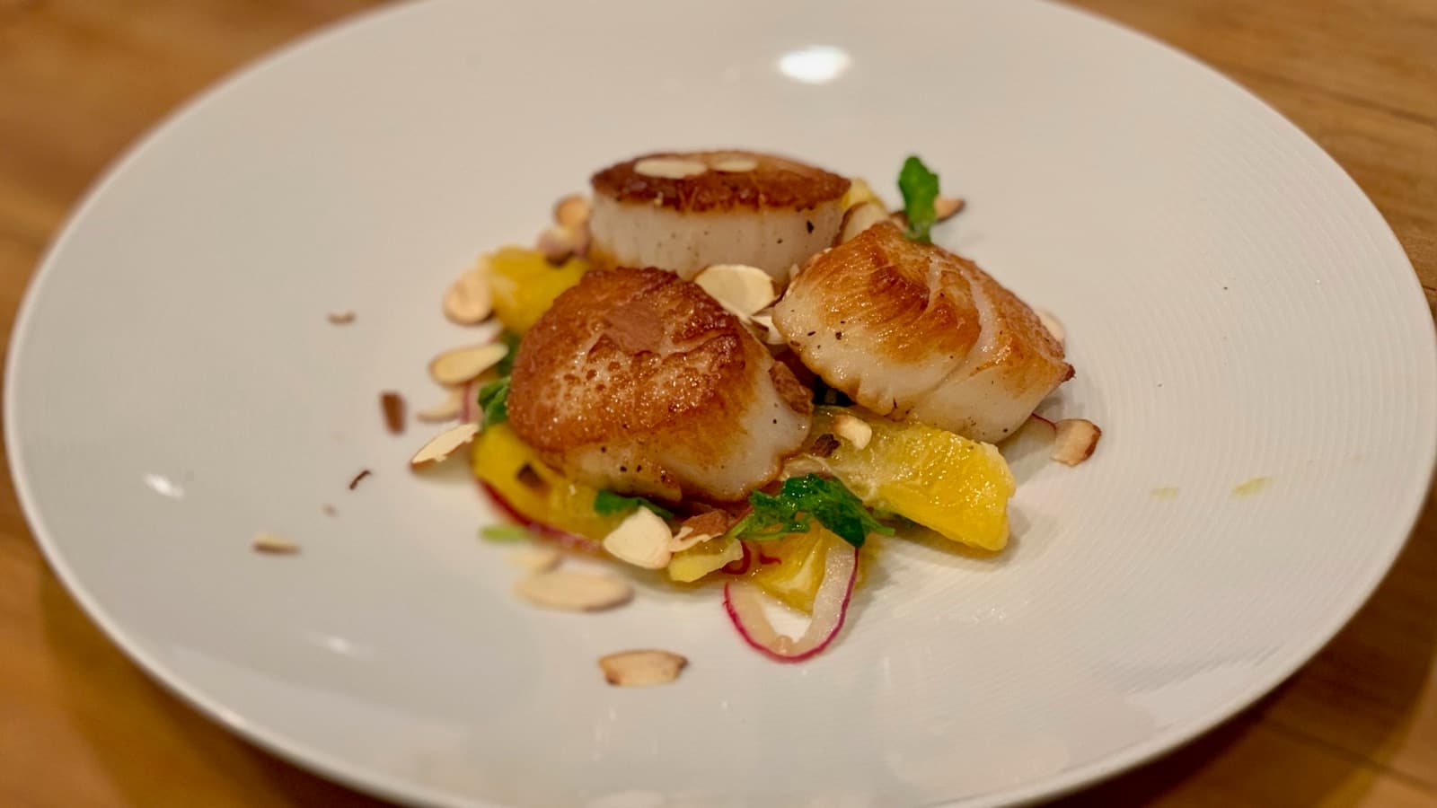 Scallops, Watercress, Orange